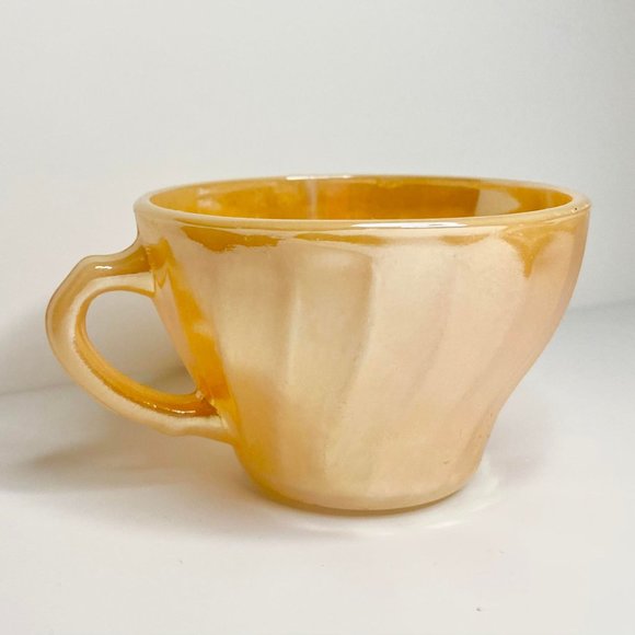 Vintage Anchor Hocking Fire King Orange/Tangerine Teacup and Saucer Set- 2 Pairs - Picture 3 of 5